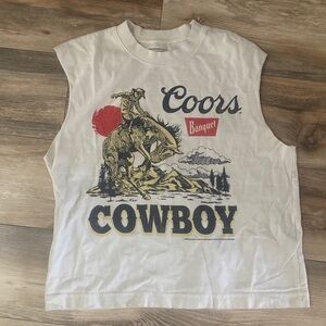 Abercrombie & Fitch Soft Premium Cropped Tee Coors Cowboy Banquet Women’s Size S